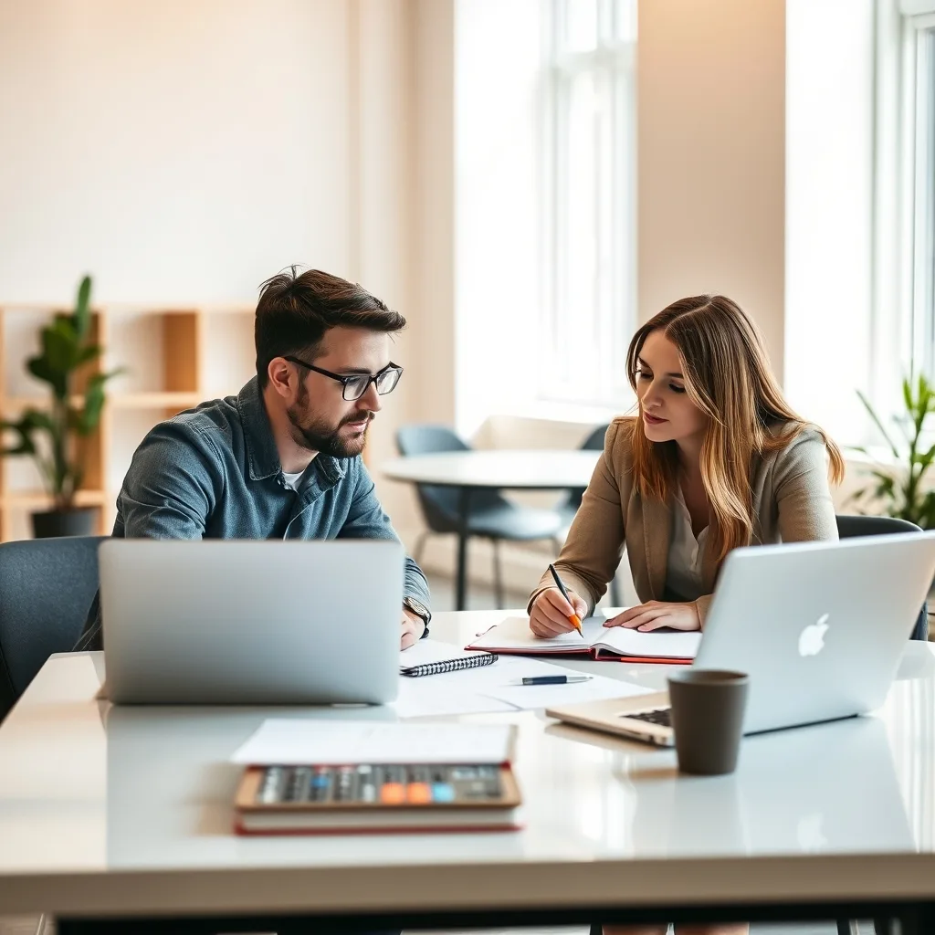 Content strategist planning a content calendar in a modern office
