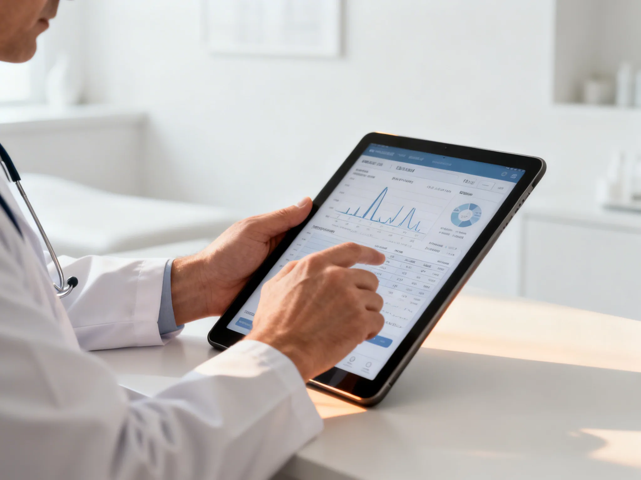 Doctor reviewing patient health chart on tablet